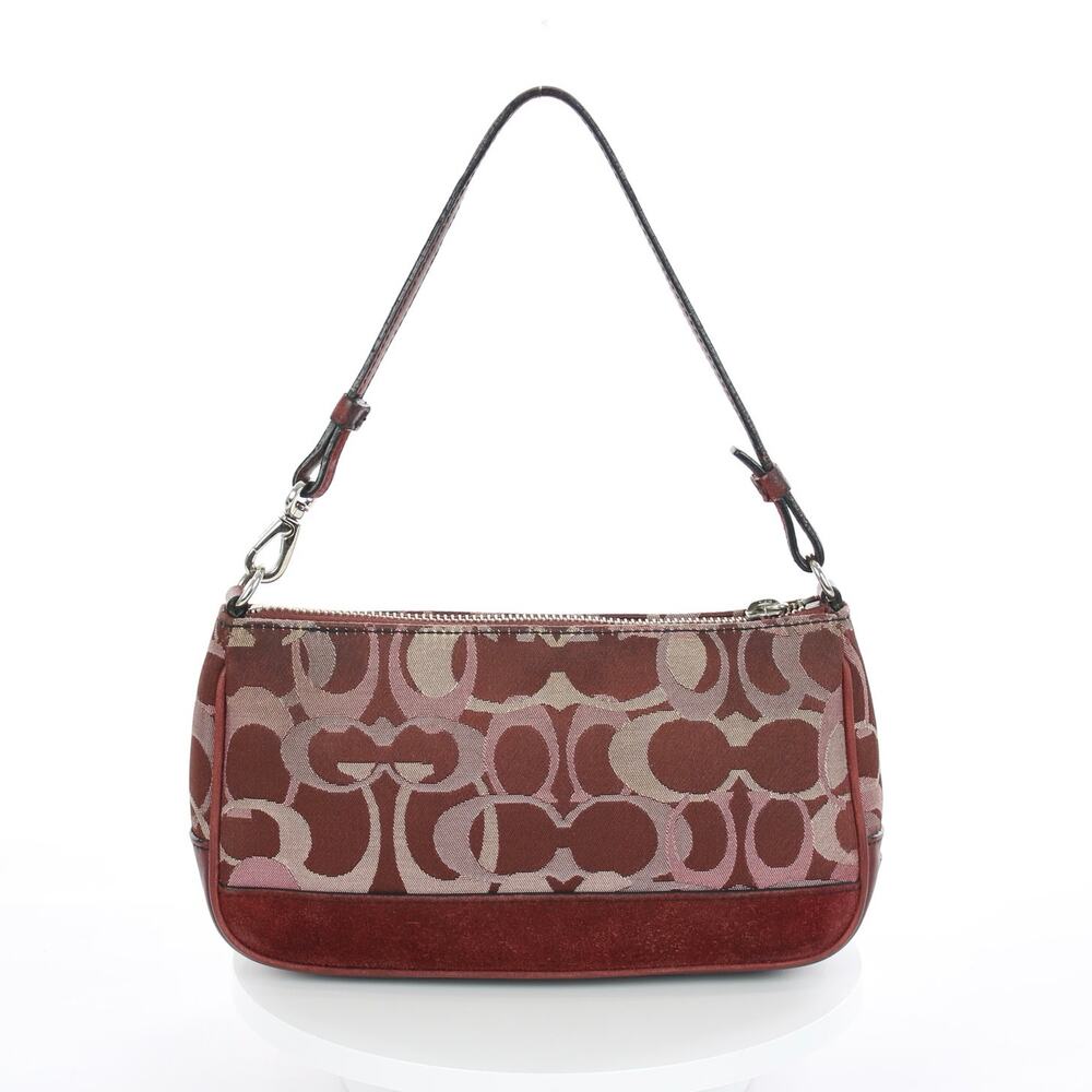 Coach Vintage Y2K Burgundy Signature Canvas Suede Demi Bag - Picture 1 of 8